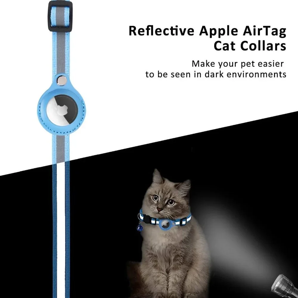 Multi Purpose Airtag Holder Cat Collar Breakaway Adjustable Reflective 2 Pac